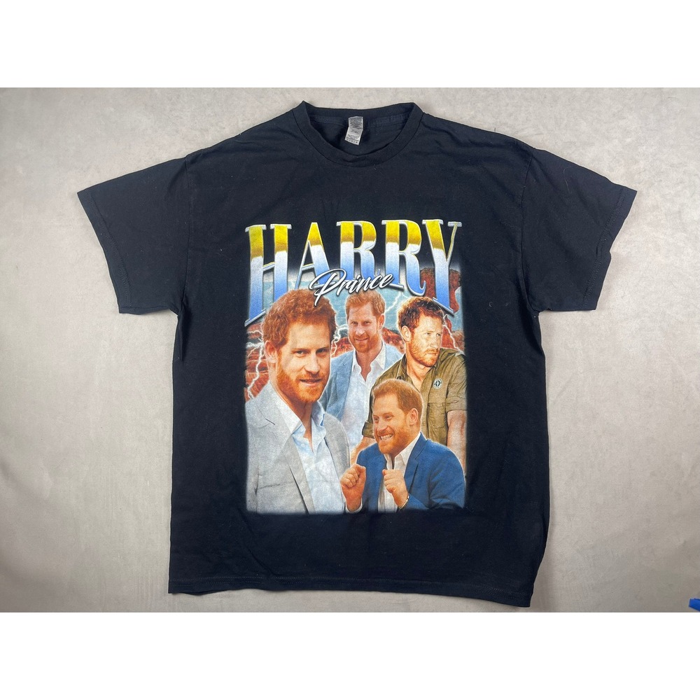 Prince Harry Graphic Tee Black Gildan Heavy Cotton Bootleg Style Rap Shirt Large